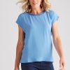 Tops NoniB | Noni B Lurex Neck Trim T-Shirt Top