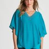 Tops Rockmans | Rockmans Elbow Sleeve Woven Overlay Top