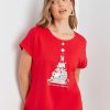 Tops Rockmans | Rockmans Short Sleeve Round Neck Xmas Tee