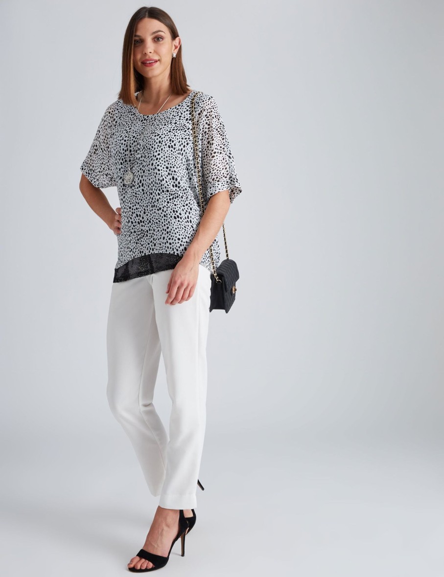 Tops NoniB | Noni B Sequin Hem Print Top