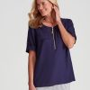 Tops NoniB | Noni B Linen Zipped Front Top