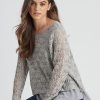 Knitwear Rockmans | Rockmans Long Sleeve Net Double Layer Top