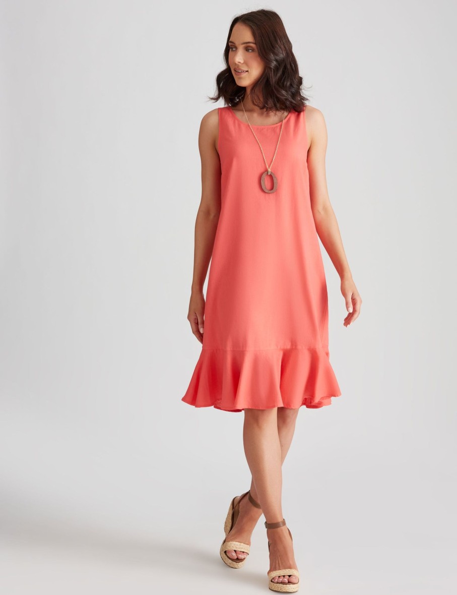 Dresses Katies | Katies Linen Blend Flounce Hem Dress