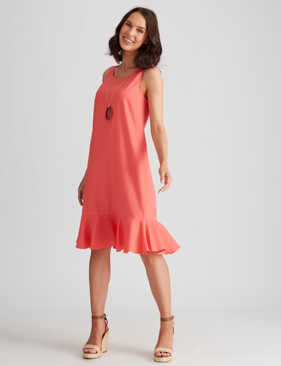 Dresses Katies | Katies Linen Blend Flounce Hem Dress