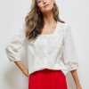 Tops NoniB | Square Neck Broderie Shirt