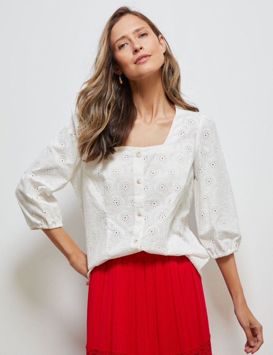 Tops NoniB | Square Neck Broderie Shirt