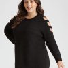 Knitwear Beme | Beme Long Sleeve Cold Shoulder Jumper