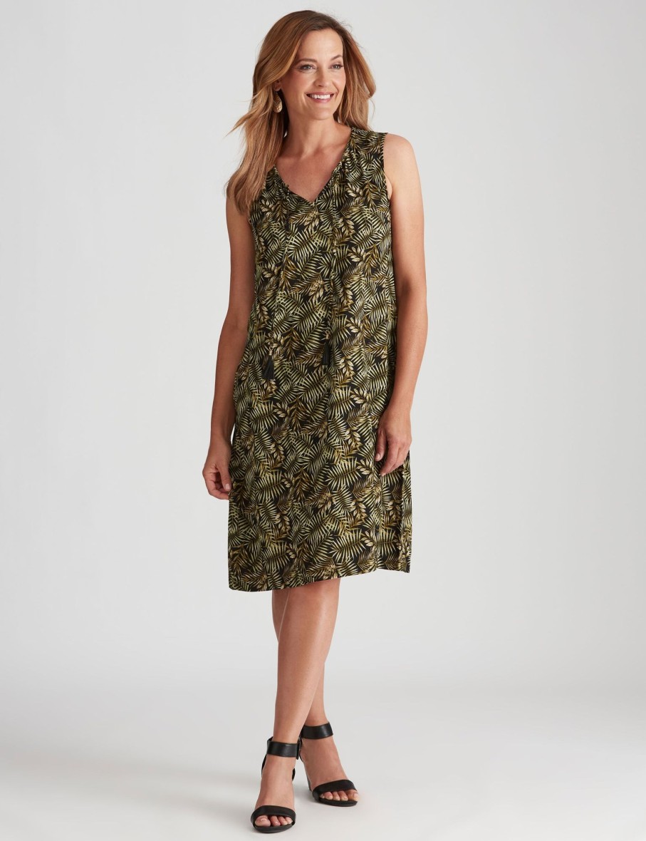 Dresses Millers | Millers Printed Rayon With Tassle Trim Midi Dress