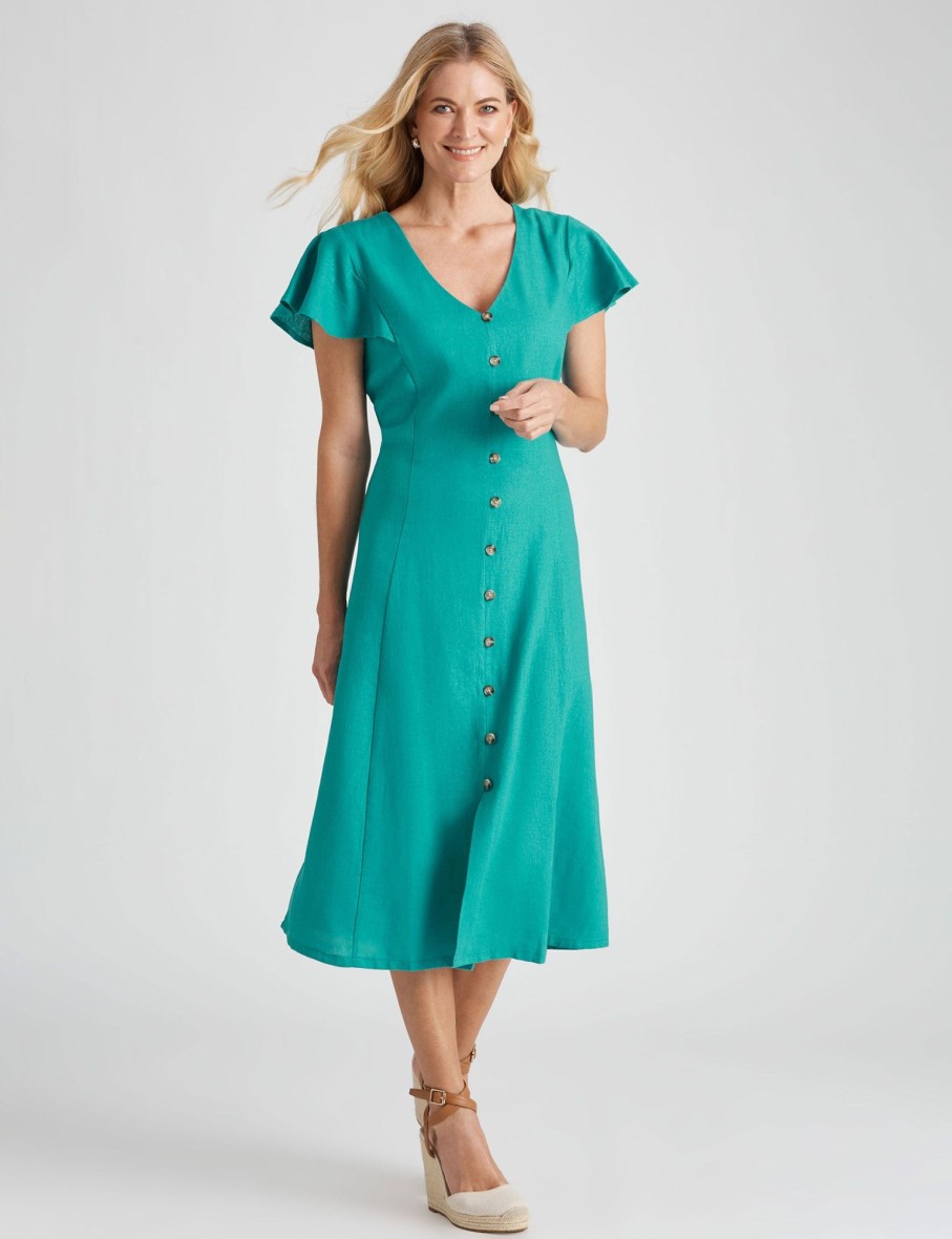 Dresses NoniB | Noni B Flutter Sleeve Button Dress