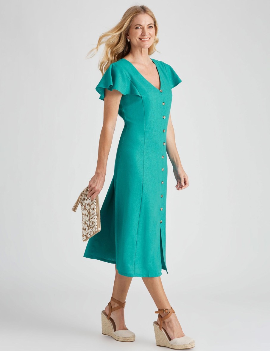 Dresses NoniB | Noni B Flutter Sleeve Button Dress