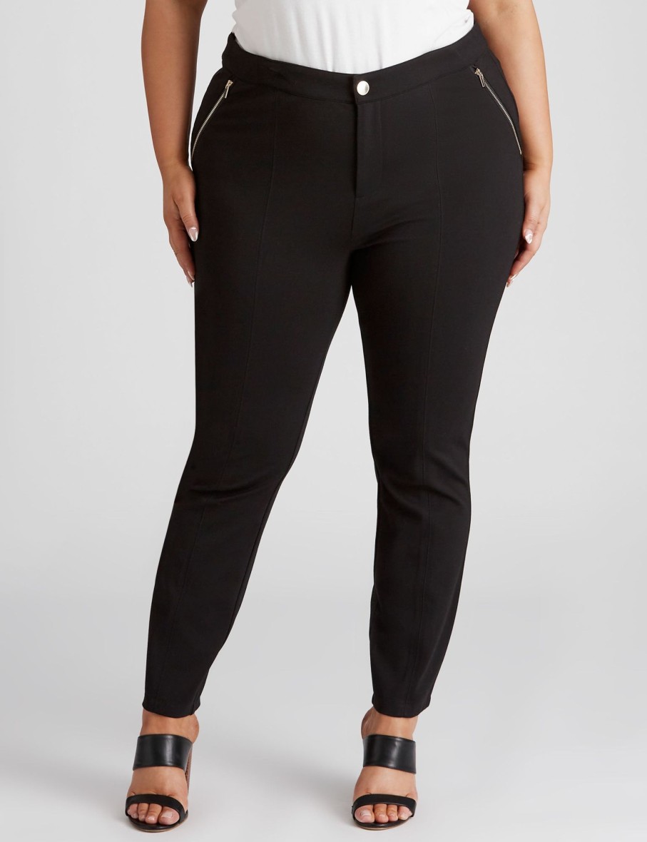 Bottoms Beme | Beme Zipped Detail Ponte Skinny Pants