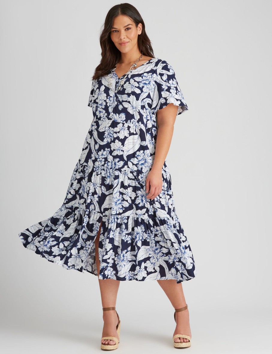 Dresses Autograph | Autograph Woven Flutter Sleeve Tiered Dress