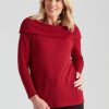 Tops NoniB | Noni B Cowl Neck Chevron Knitwear Top