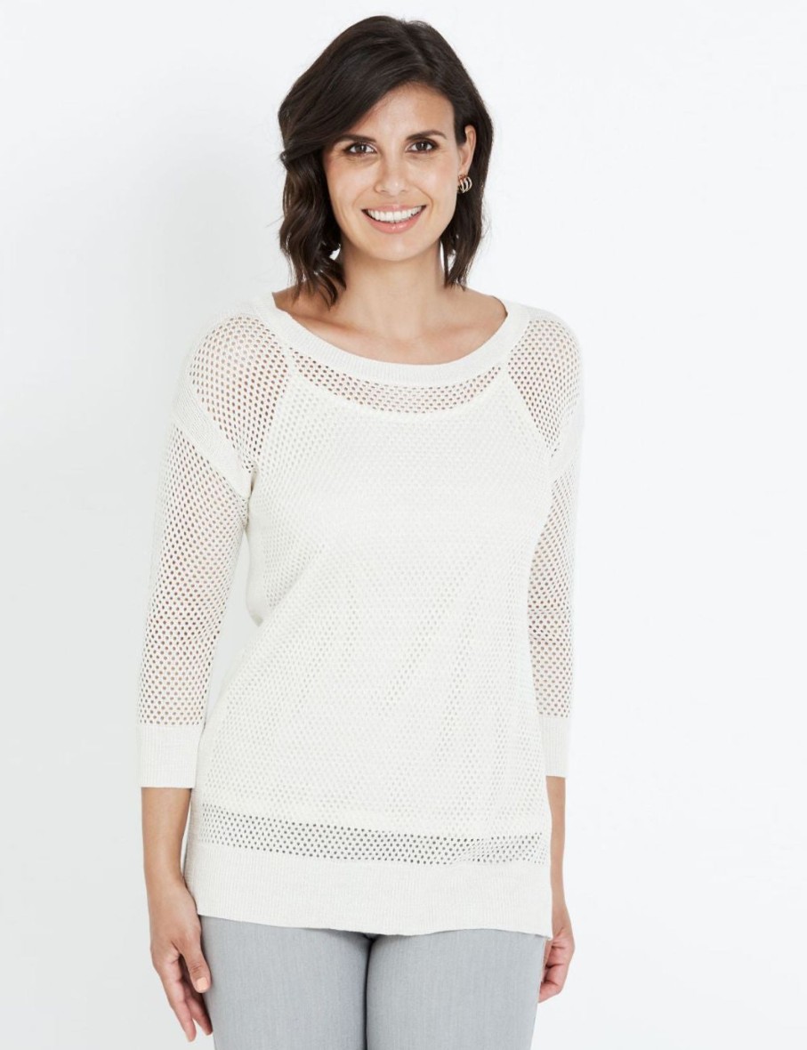 Knitwear LizJordan | Liz Jordan 3/4 Lurex Open Knit Jumper