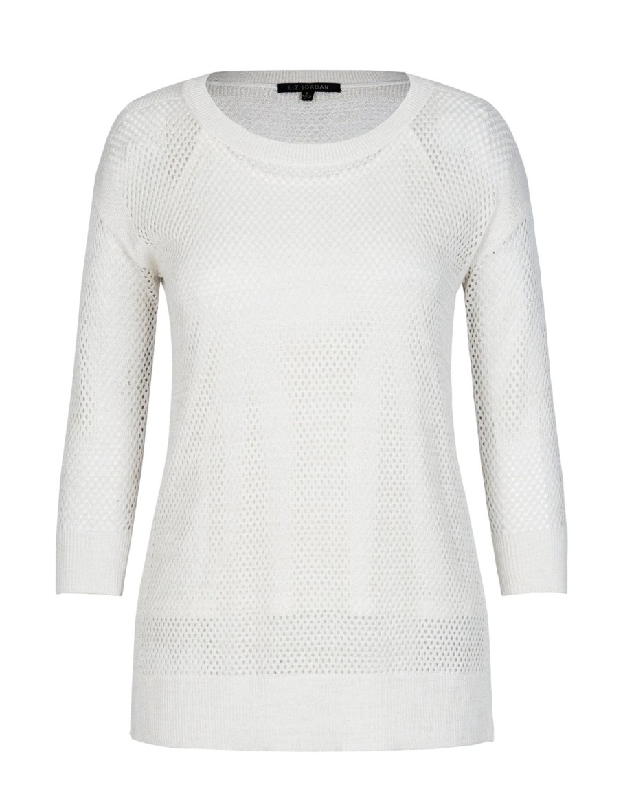 Knitwear LizJordan | Liz Jordan 3/4 Lurex Open Knit Jumper