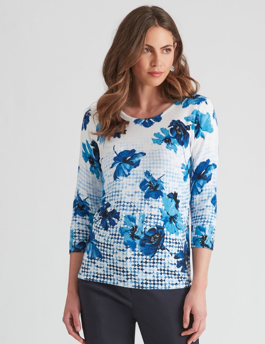 Knitwear WLane | W.Lane Floral Placement Printed Pullover Top