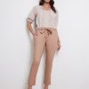 Bottoms Katies | Katies Ankle Tie Front Seamed Linen Pant