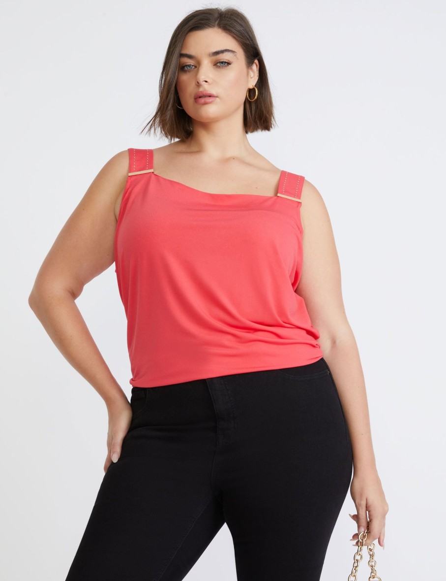 Tops Beme | Beme Short Sleeve Knitwear Cold Shoulder Top