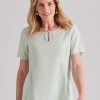 Tops NoniB | Noni B Clip Dot Tie Neck Tunic Top