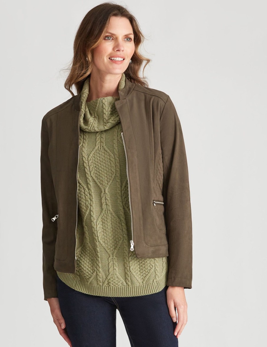 Outerwear WLane | W.Lane Suedette Top Stitch Jacket