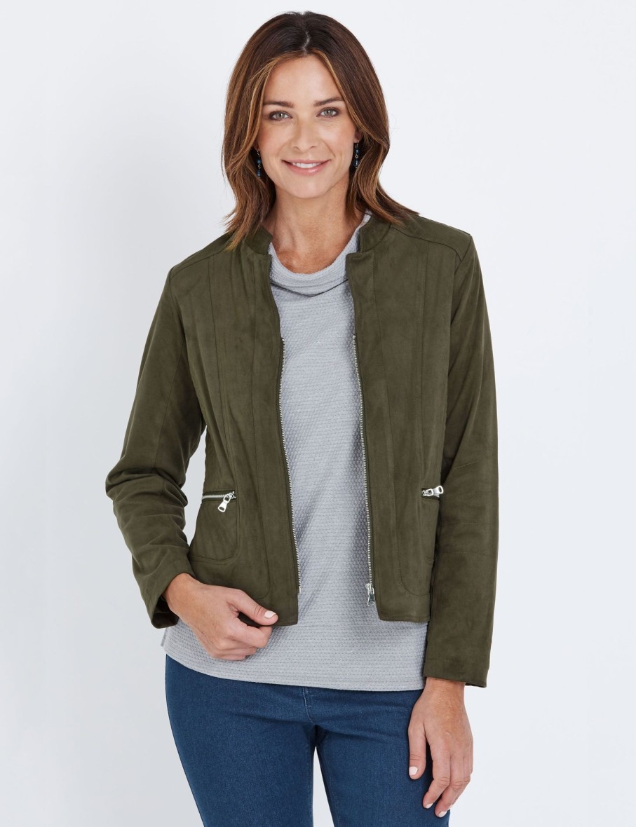 Outerwear WLane | W.Lane Suedette Top Stitch Jacket