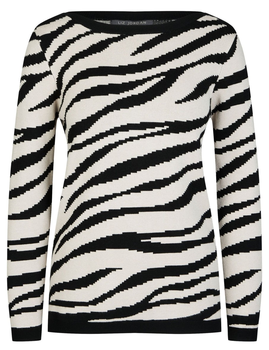 Knitwear LizJordan | Liz Jordan L/S Zebra Jacquard Jumper