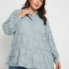 Tops Beme | Beme Long Sleeve Burnout Frill Top