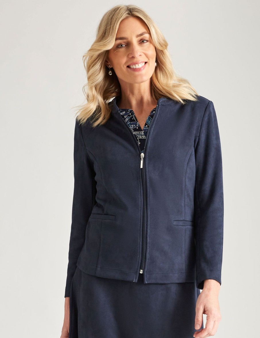 Outerwear NoniB | Noni B Suedette Zipped Through Jacket