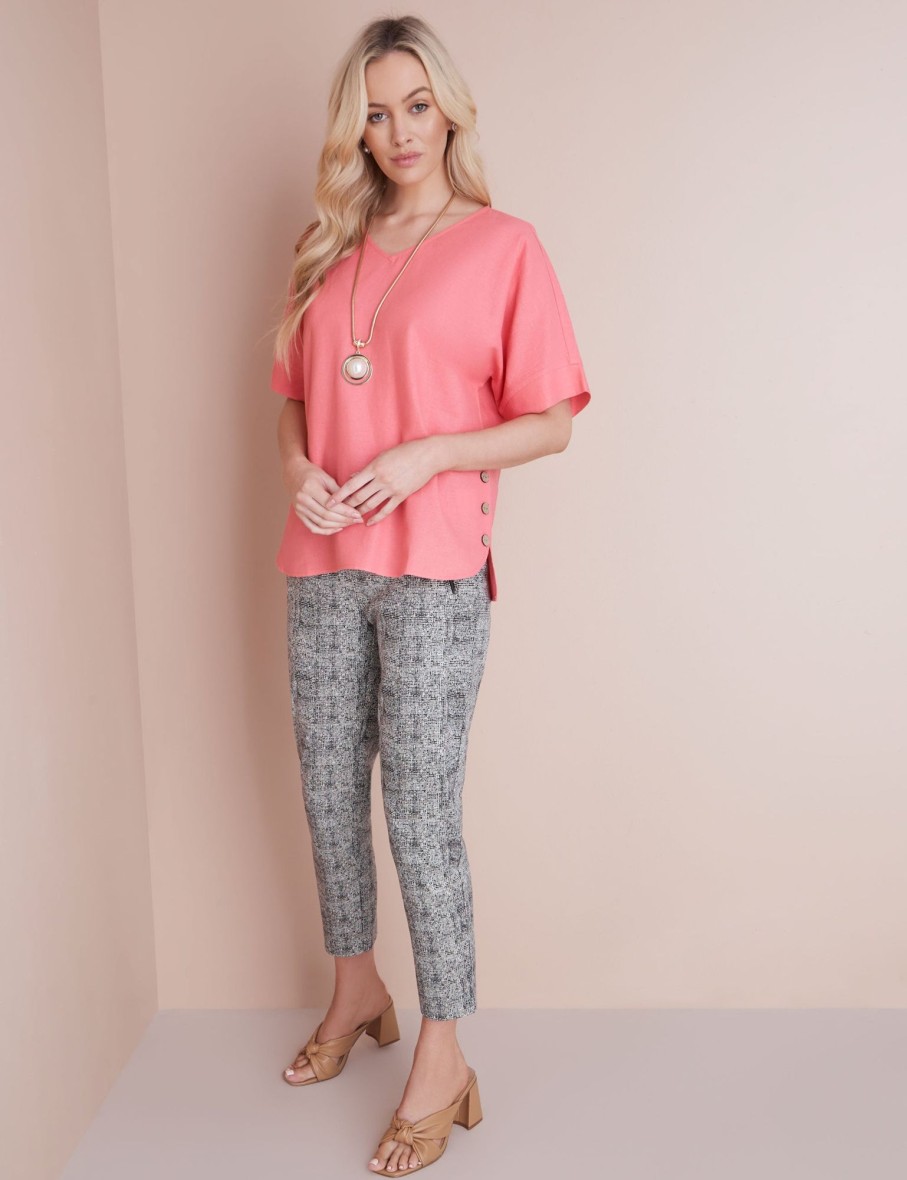 Tops NoniB | V-Neck Linen Button Detail Top