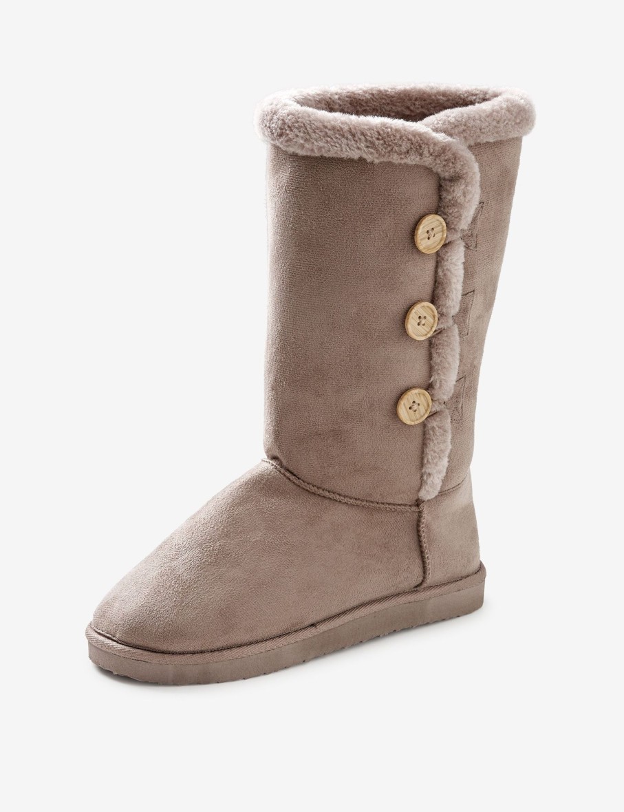 Sleepwear Rivers | Rivers Tall Button Detail Shagga Boot