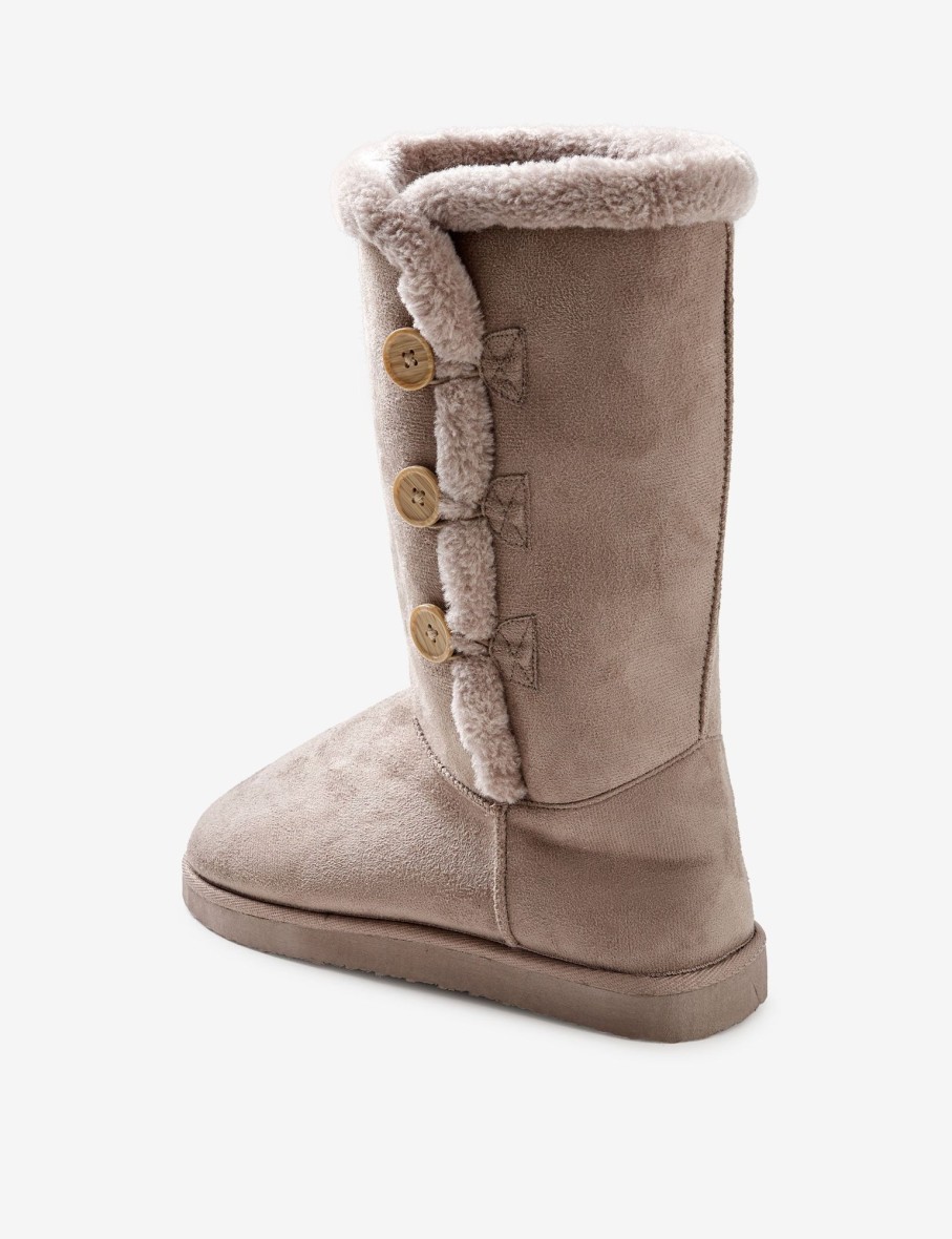 Sleepwear Rivers | Rivers Tall Button Detail Shagga Boot