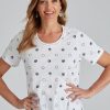 Tops Millers | Millers Short Sleeve Top With Crochet Neck Insert