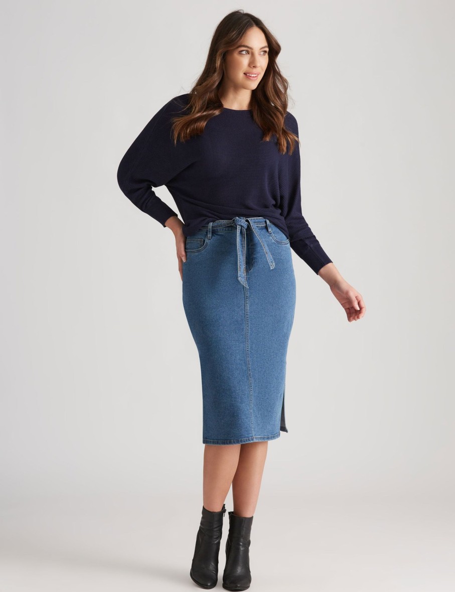 Knitwear Katies | Katies Cotton Blend 3/4 Sleeve Fine Rib Jumper