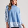 Knitwear Rockmans | Rockmans Long Sleeve Contrast Stripe Boxy Jumper