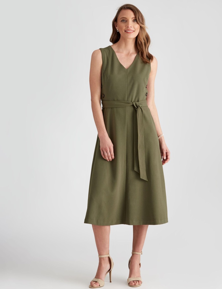 Dresses LizJordan | Liz Jordan Crepe Button Dress