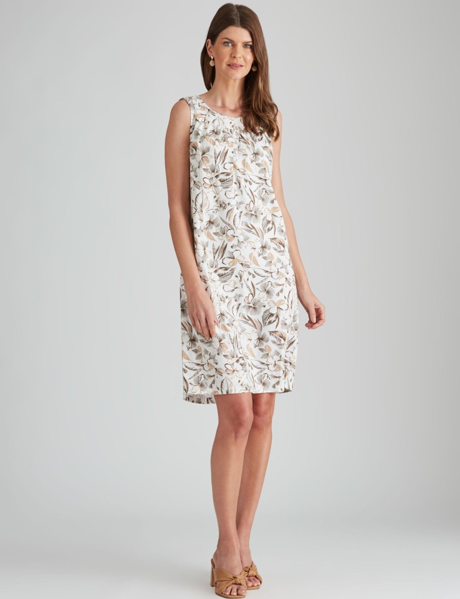 Dresses WLane | W.Lane Linen Tie Neck Floral Dress