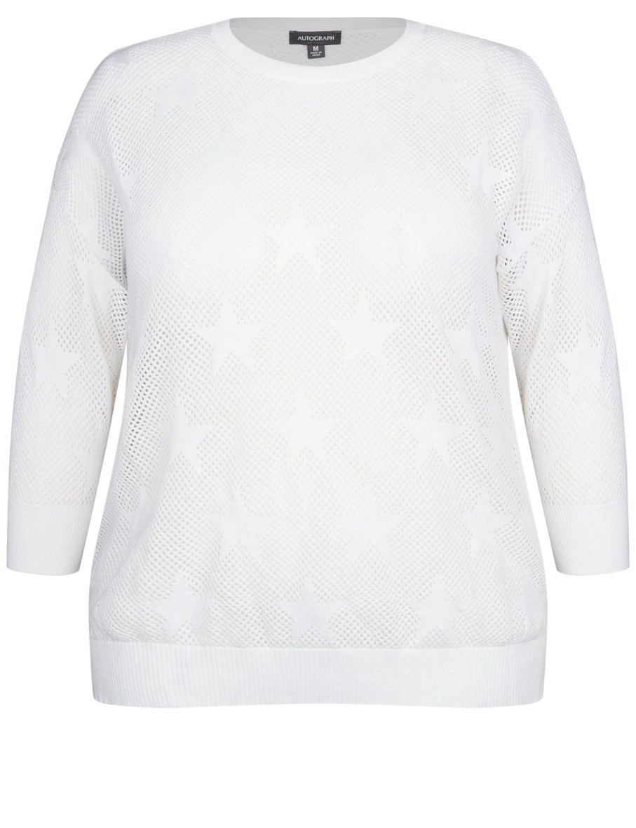 Knitwear Autograph | Autograph Knitwear Pointelle Jacquard 3/4 Sleeve Jumper