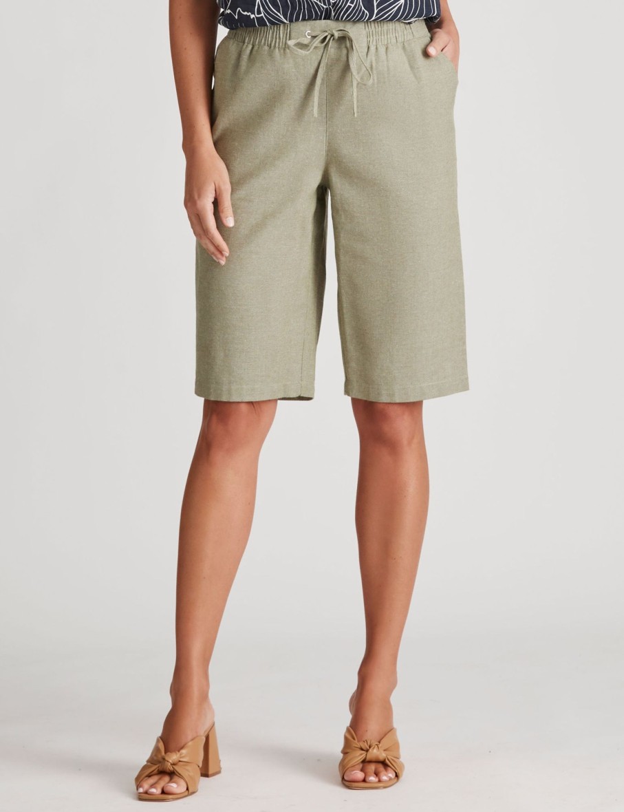 Bottoms WLane | W.Lane Linen Tie Waist Short