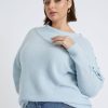 Knitwear Beme | Beme Long Sleeve Button Detail Curve Hem Pullover Top