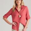 Tops NoniB | Noni B 3/4 Sleeve Plain Linen Shirt