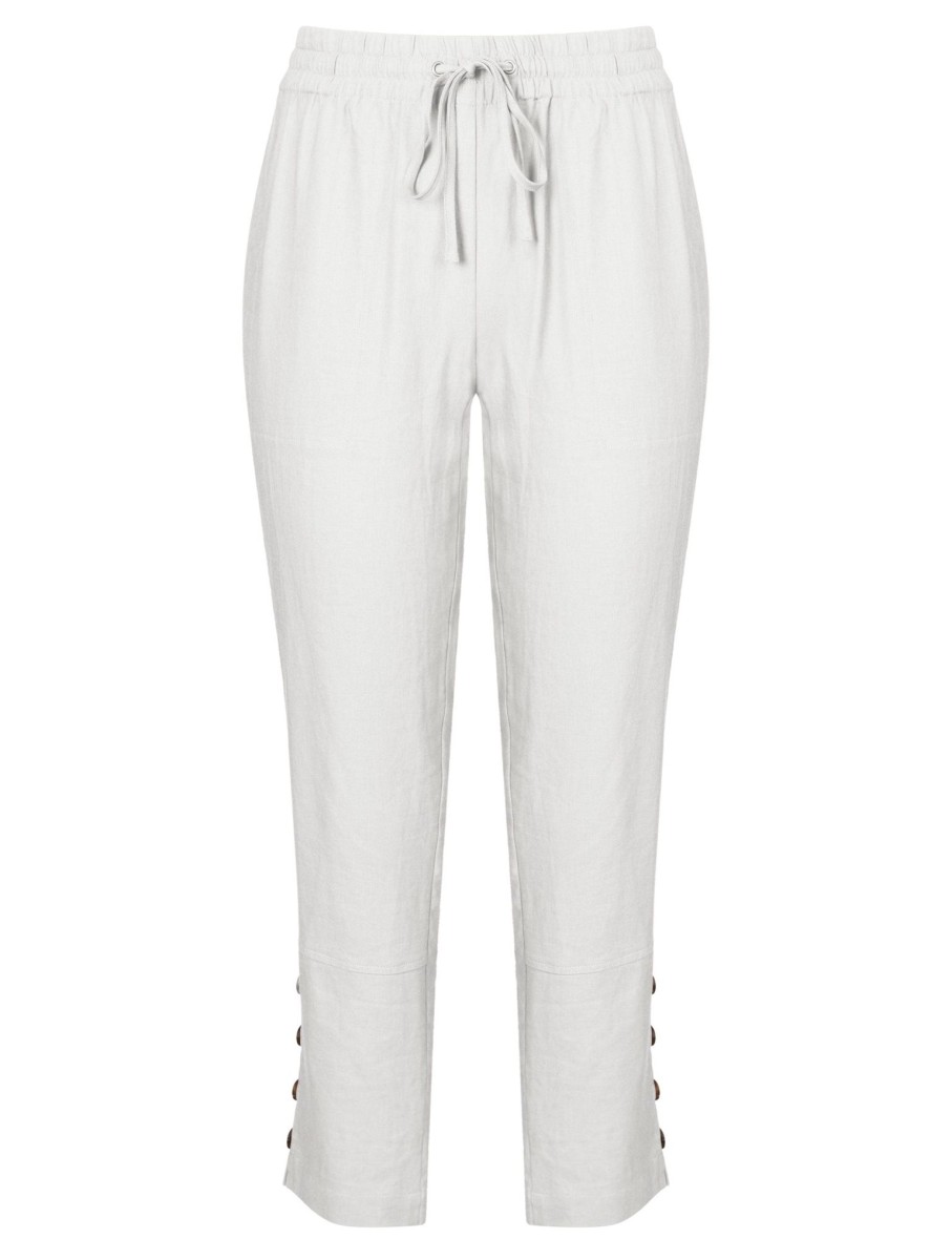 Bottoms Katies | Katies Linen Blend Button Pants