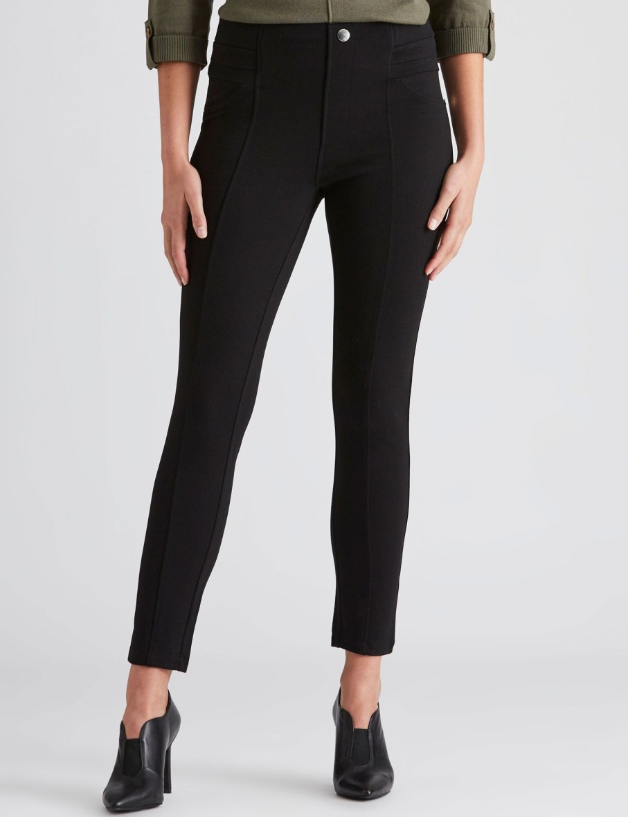 Bottoms Katies | Katies Full Length Seamed Pocket Ponte Slim Pants