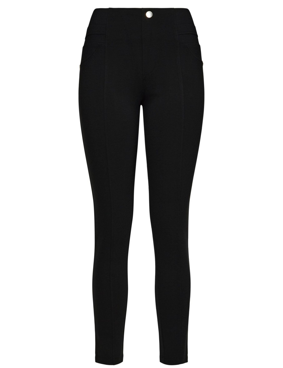 Bottoms Katies | Katies Full Length Seamed Pocket Ponte Slim Pants