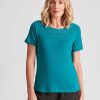 Tops NoniB | Noni B Round Neck Hot Fix Rib Top