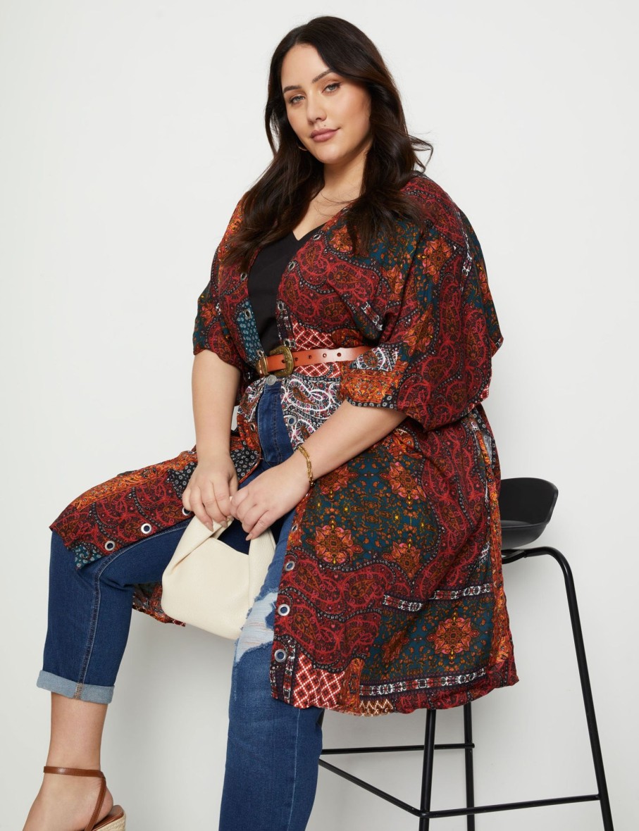 Outerwear Beme | Beme Extended Sleeve Longline Kimono