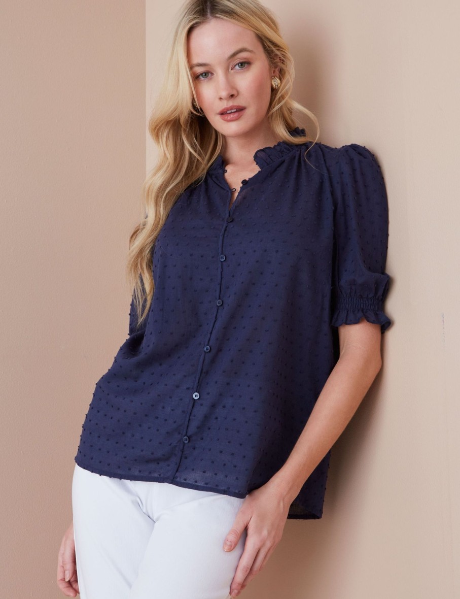 Tops NoniB | Short Sleeve Clip Dot Shirt