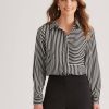 Tops NoniB | Noni B Spliced Stripe Collared Shirt