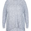 Knitwear Beme | Beme Long Sleeve Blue Zip Jumper