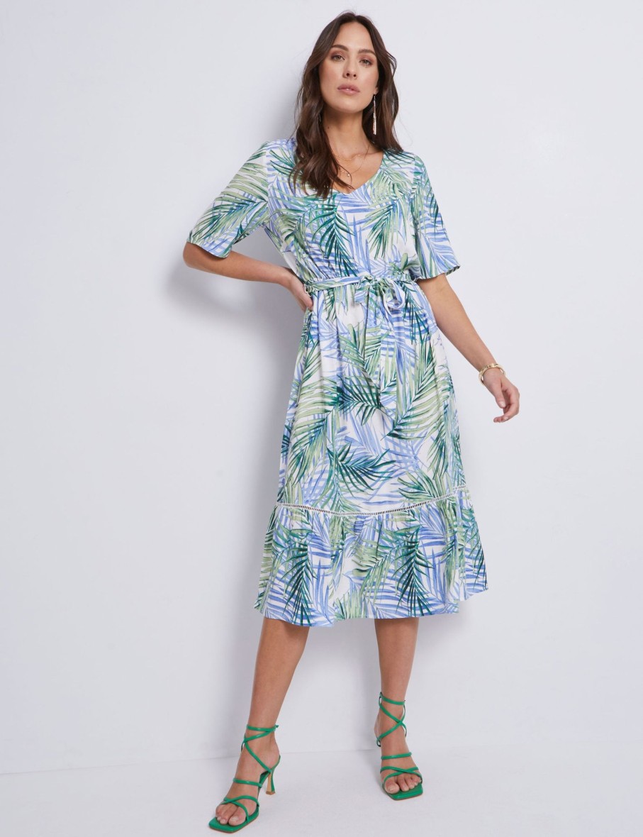 Dresses Katies | Katies Short Sleeve Ladder Trim Maxi Dress