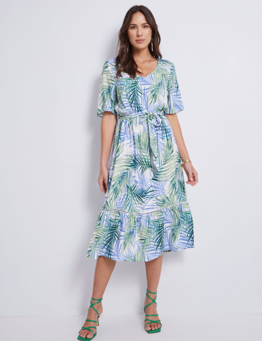 Dresses Katies | Katies Short Sleeve Ladder Trim Maxi Dress